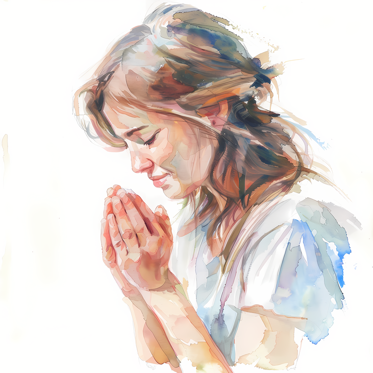 Day Of Prayer,Woman,Watercolor Painting