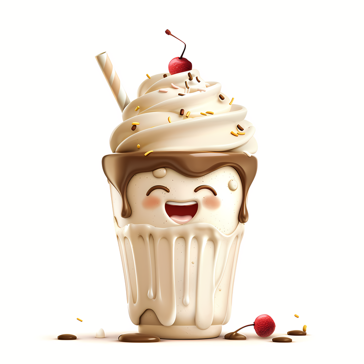 3d Cartoon Dessert,Milkshake,Creamy