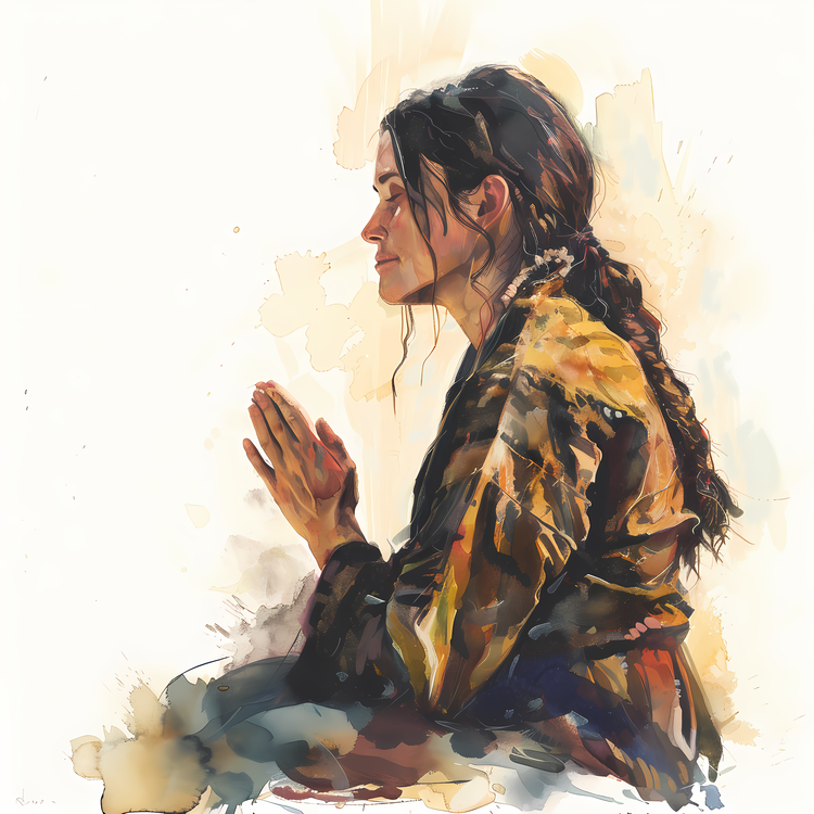 Day Of Prayer,Watercolor Painting,Woman In Prayer