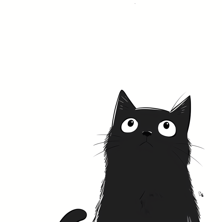 Emoji,Black Cat,Curious