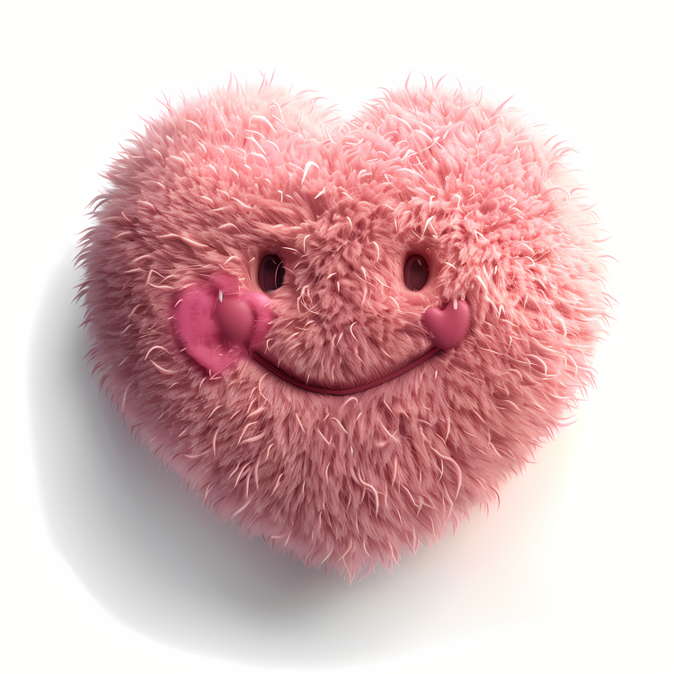Fuzzy,Smiling Heart,Pink Heart
