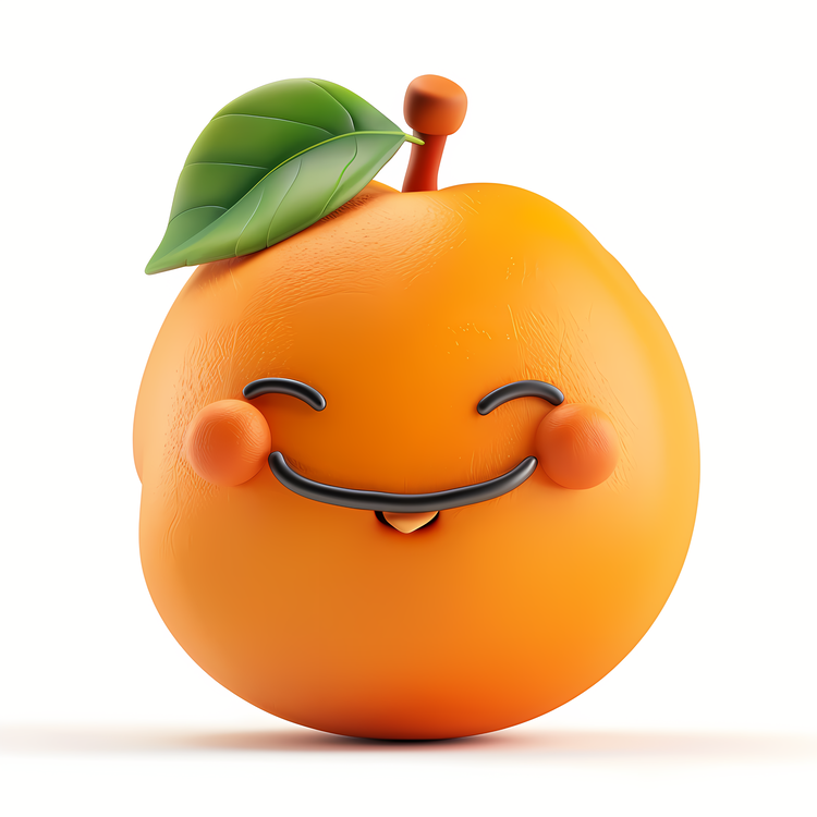 3d Cartoon Fruit,Orange,Smiling