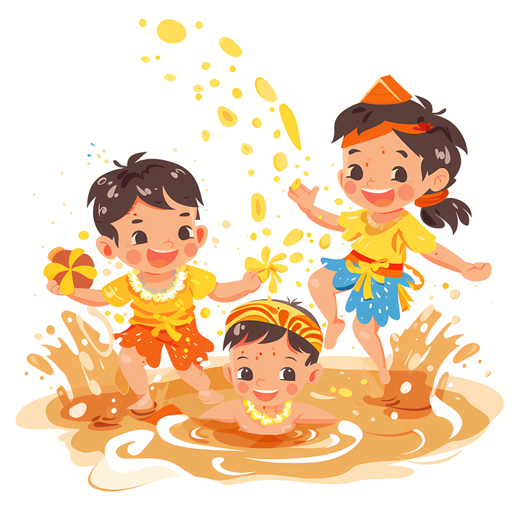 Songkran,Water Play,Children Playing In The Water