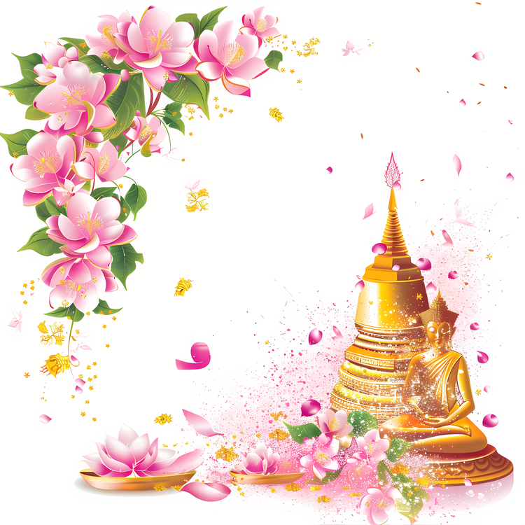 Songkran,Buddha,Pink Lotus