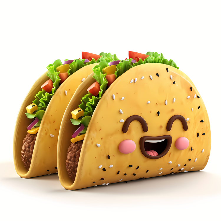 3d Cartoon Food,Taco,Emoticon