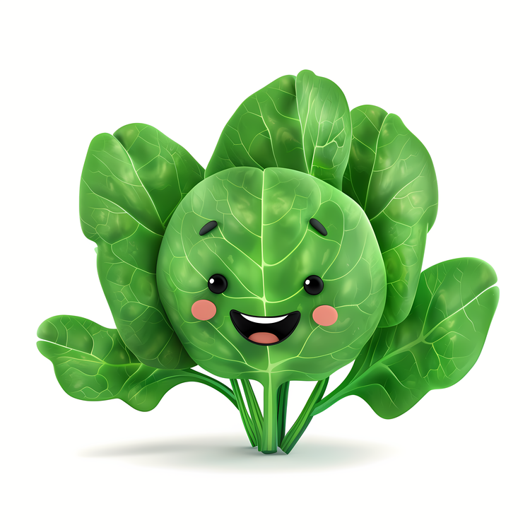 3d Cartoon Vegetable,Leaf,Smiling Leaf