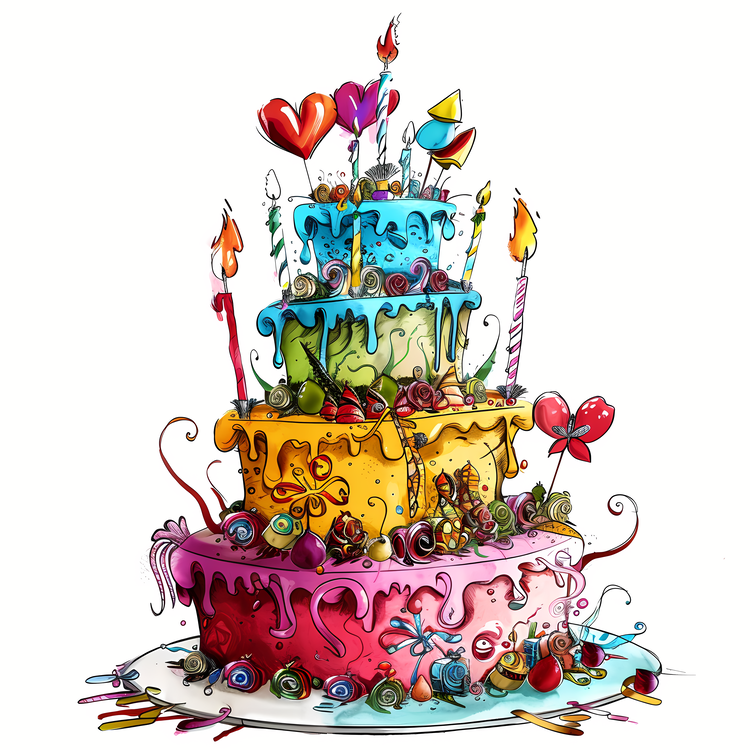 Birthday Wish,Colorful,Multilayered Cake