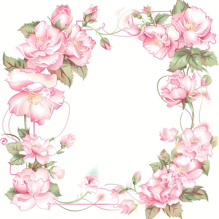 Mothers Day,Flower Frame,Watercolor Floral Border