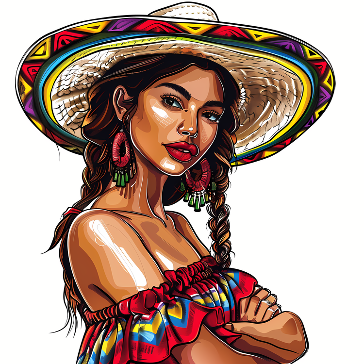 Cinco De Mayo,Woman In Mexican Outfit,Colorful Mexican Fashion