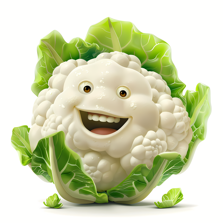 3d Cartoon Vegetable,White Cauliflower,Cartoon Cauliflower