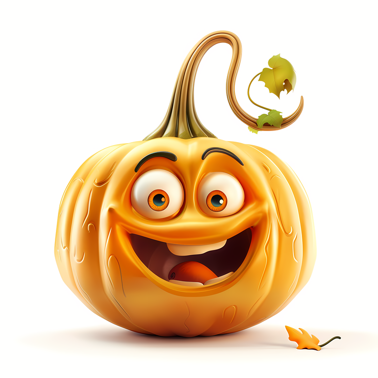 Smiling Orange Pumpkin Cartoon for Halloween