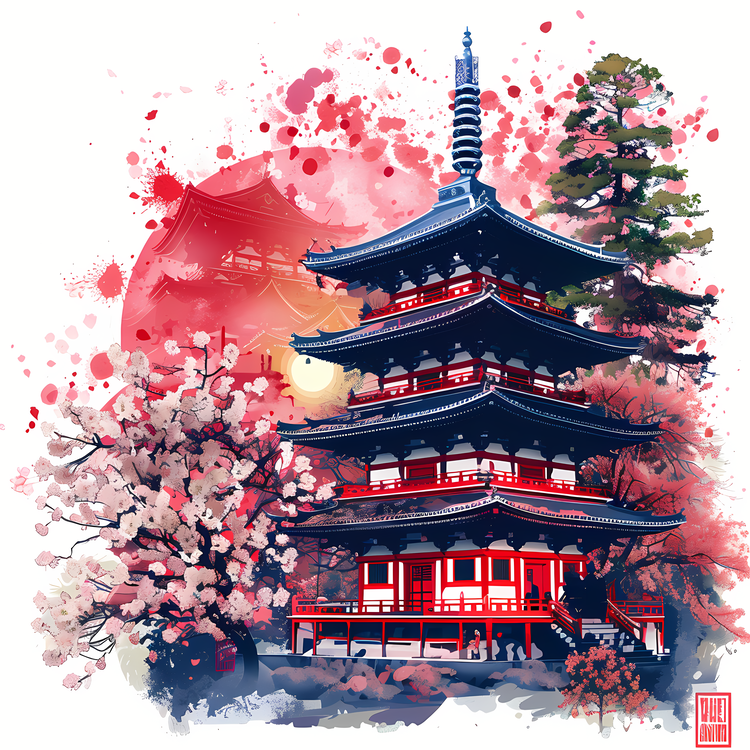 Sakura,Japan,Watercolor