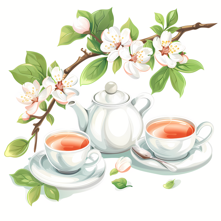 Spring Tea,Tea Pot,Tea Cups