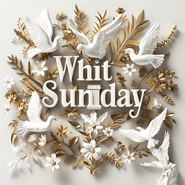 Whit Sunday,White Background,Doves