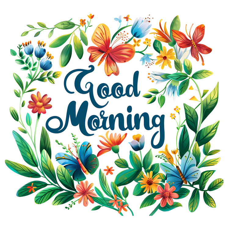 Good Morning,Morning Greetings,Watercolor Florals
