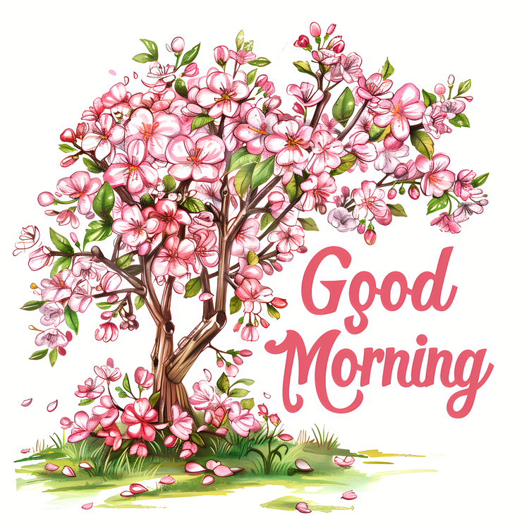 Good Morning,Tree,Pink Blossoms