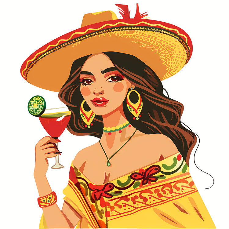 Cinco De Mayo,Mexican Woman,Girl In Traditional Dress
