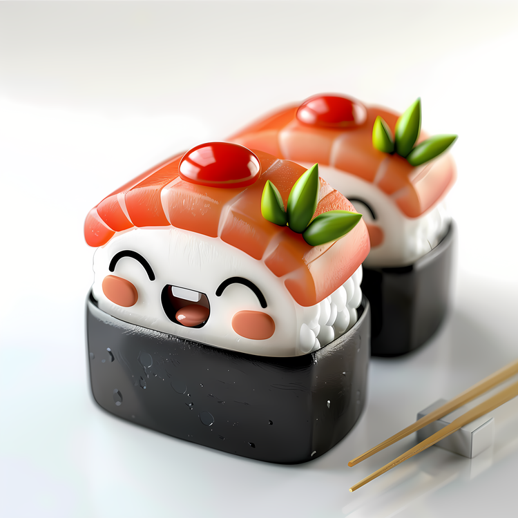 3d Cartoon Food,Tuna Roll,Sushi