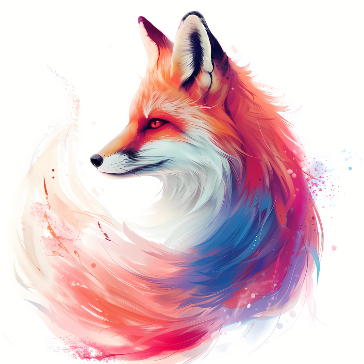 Red Fox,Abstract Fox,Watercolor Fox
