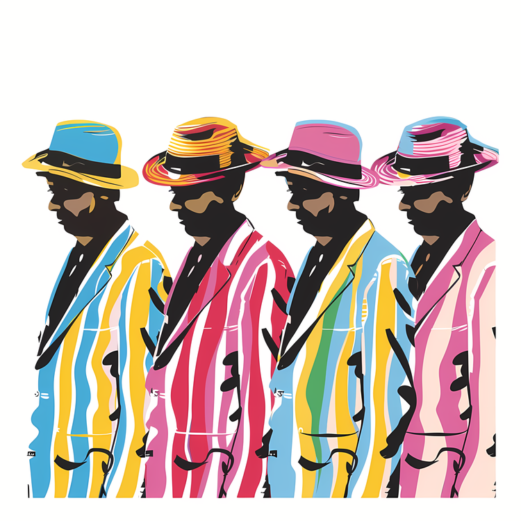 Barbershop Quartets,Colorful Stripes,Men In Hats