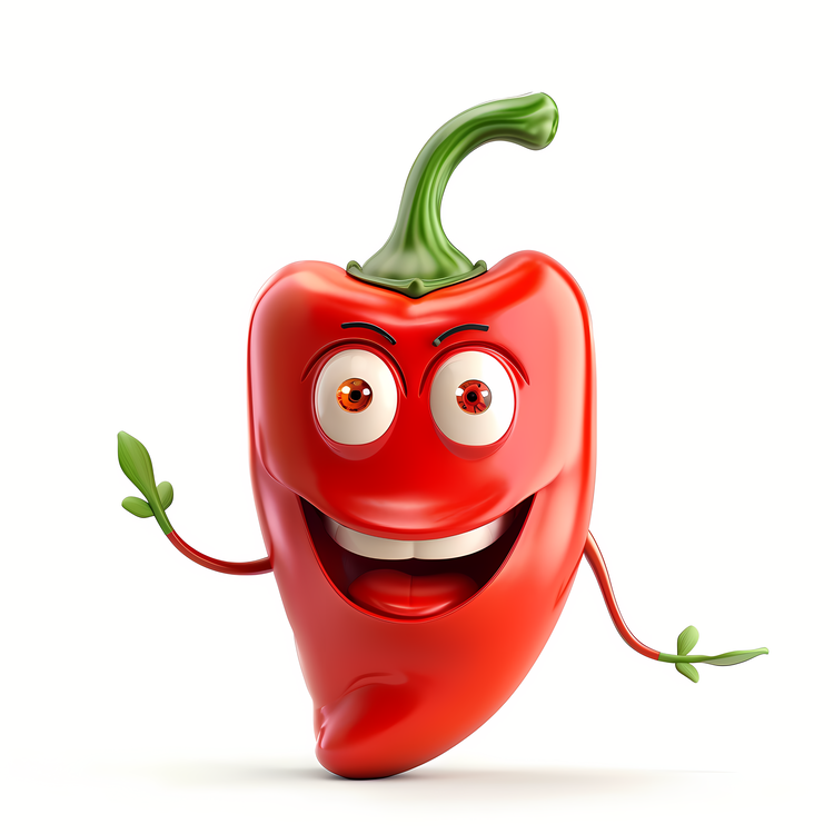 3d Cartoon Vegetable,Red Chili Pepper,Cartoon