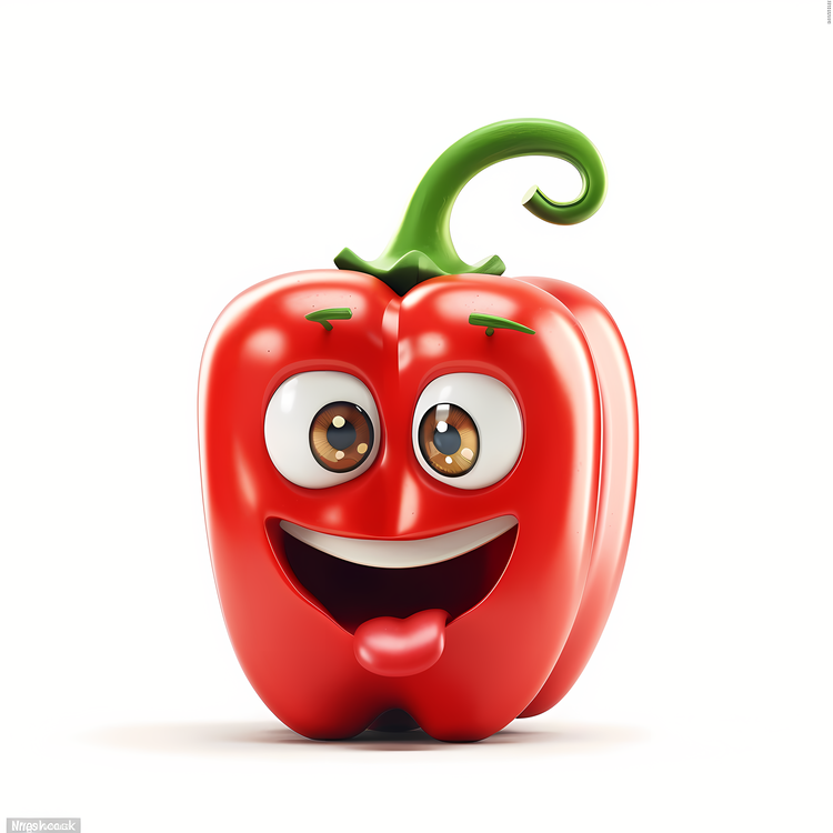3d Cartoon Vegetable,Funny Pesticide,Green Pepper With A Big Smile On Its Face