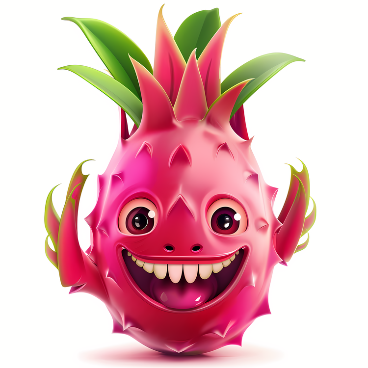 3d Cartoon Fruit,Pink Dragon Fruit,Smiling Dragon Fruit