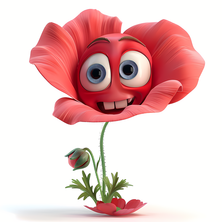 3d Cartoon Flowers,Cute,Smiling