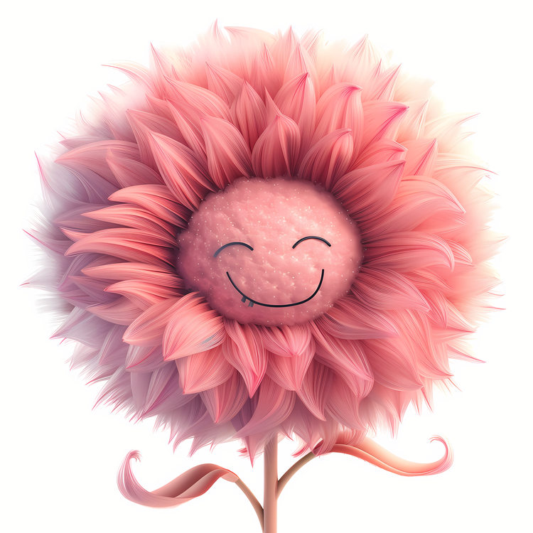 Fuzzy,Pink Flower,Happy Face