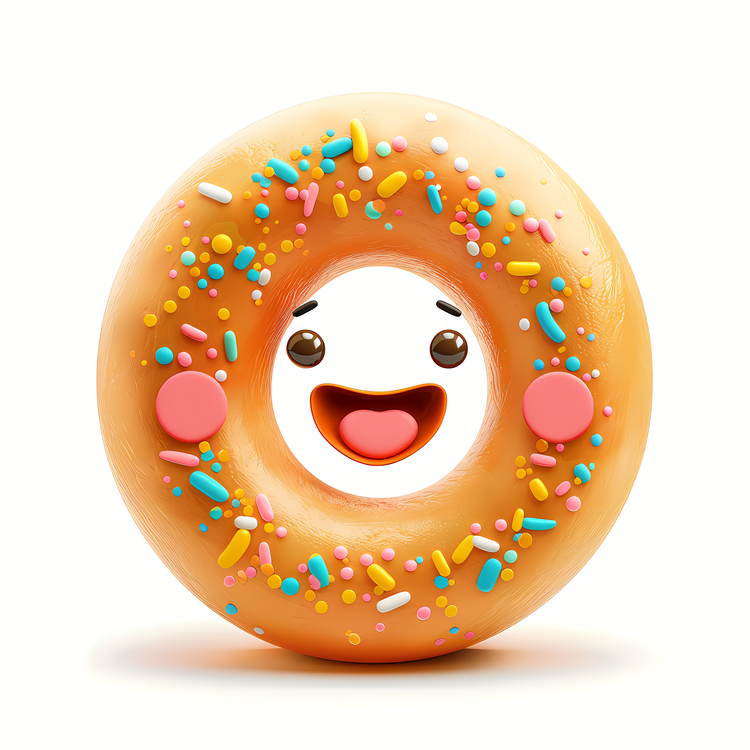 Fuzzy,Smiley Face Doughnut,Frosted Donut With Sprinkles