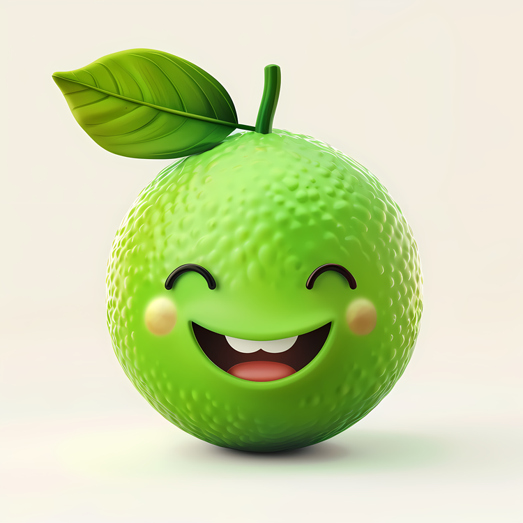 3d Cartoon Fruit,Lemon,Smiling