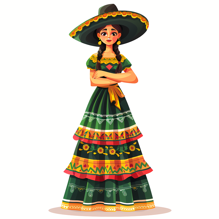 Cinco De Mayo,Mexican Girl In A Green Dress,Mexico Culture