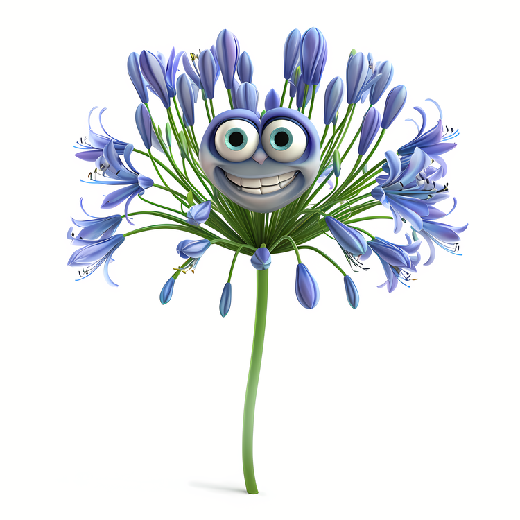 3d Cartoon Flowers,Bouquet,Blue Flowers