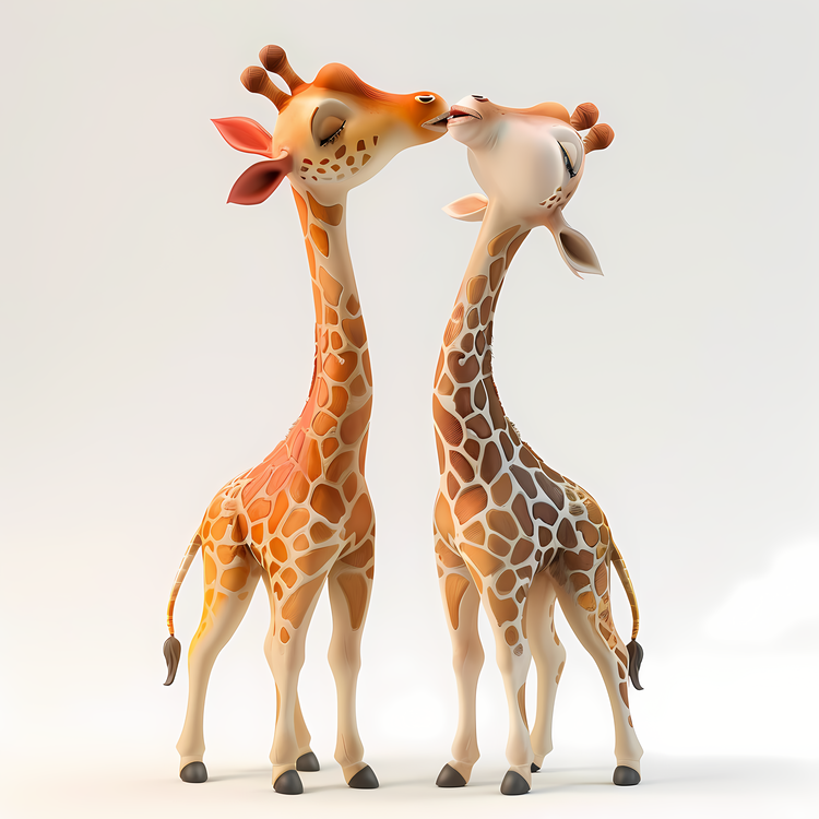 Kissing,Animal,Giraffe