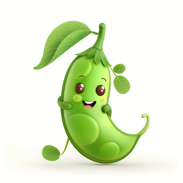 3d Cartoon Vegetable,Pea,Green