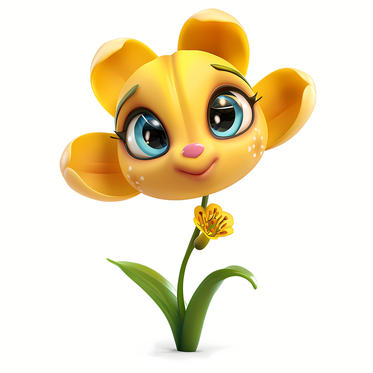 3d Cartoon Flowers,Yellow Flower,Petal