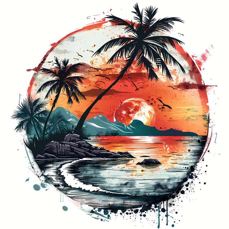 Summer Begins,Sunset,Palm Trees