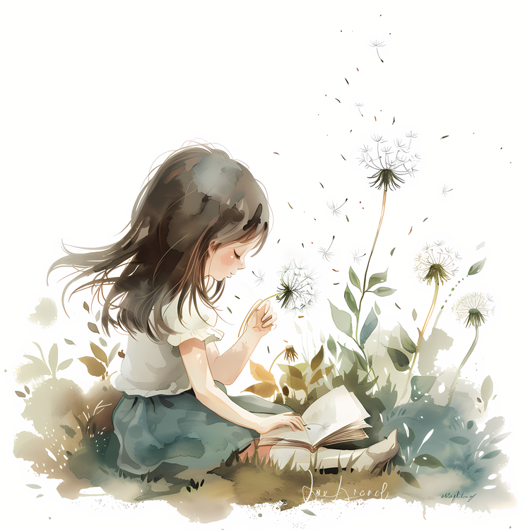 Dandelion,Girl Reading,Young Woman