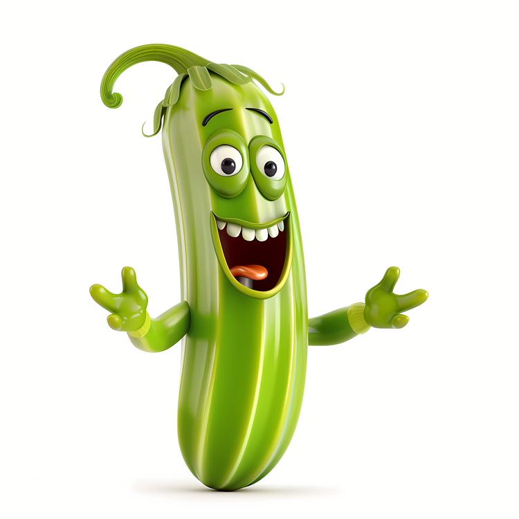 3d Cartoon Vegetable,Cucumber,Squash