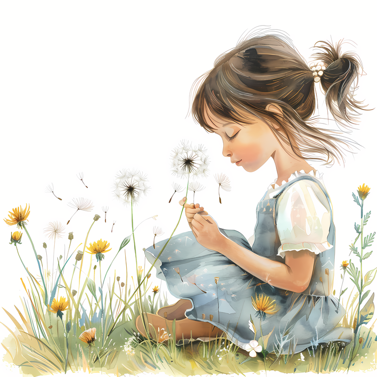 Dandelion,Child,Grass
