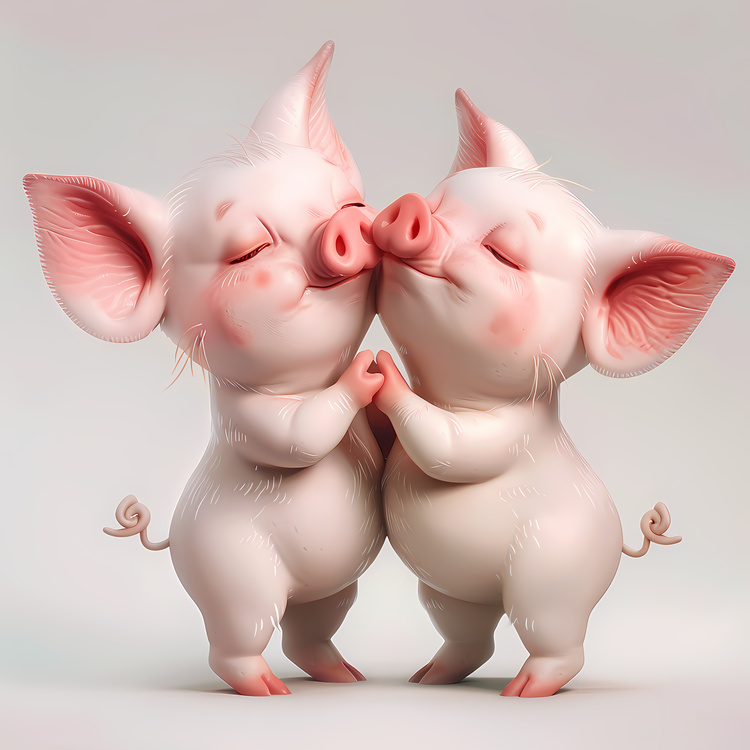 Kissing,Animal,Pig