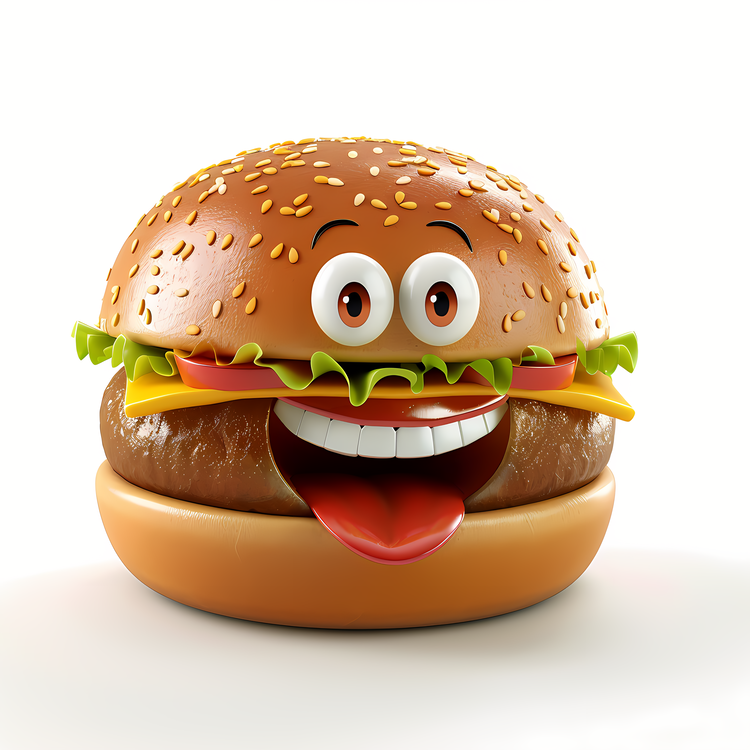 3d Cartoon Food,Hamburger,Fries