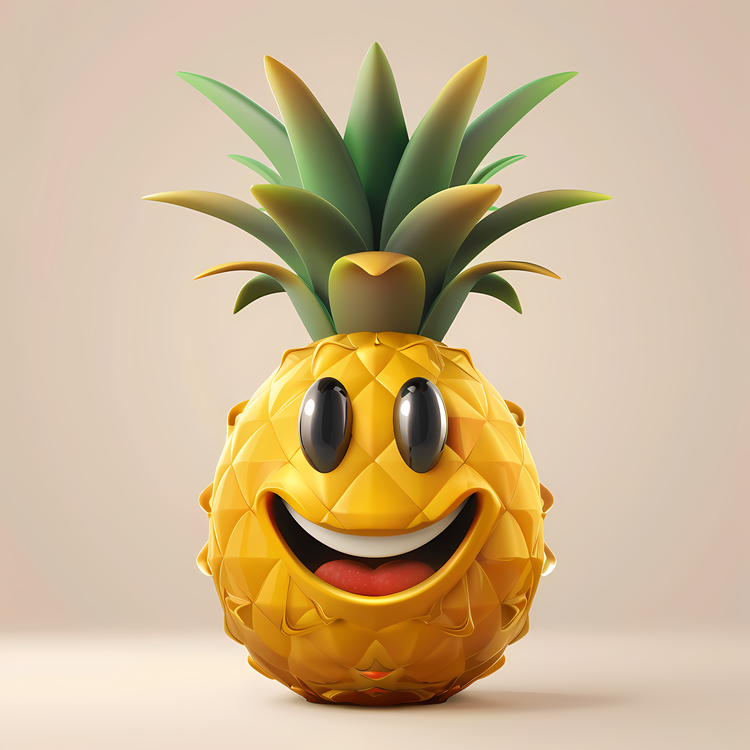 3d Cartoon Fruit,Smiling Pineapple,Cartoon Pineapple