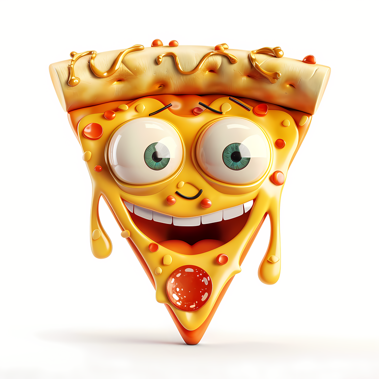 3d Cartoon Food,Cheese Slice,Cartoon Slice Of Pizza
