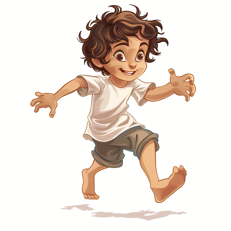 Barefoot,Running,Boy