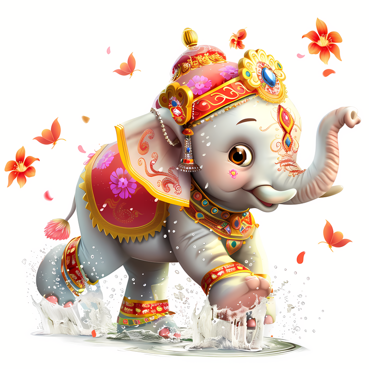Songkran,Elephant,Colorful