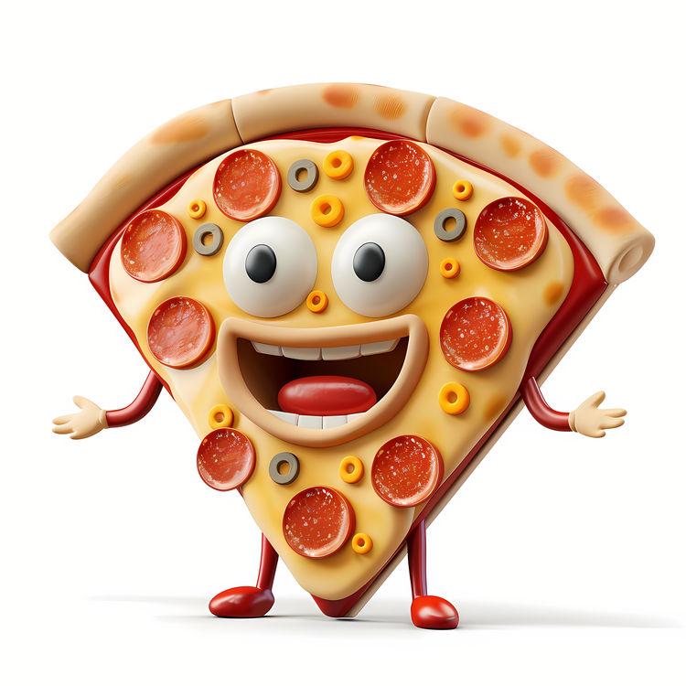 3d Cartoon Food,Pizza,Slice