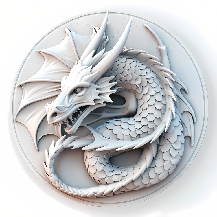 Dragon,White,Relief Sculpture