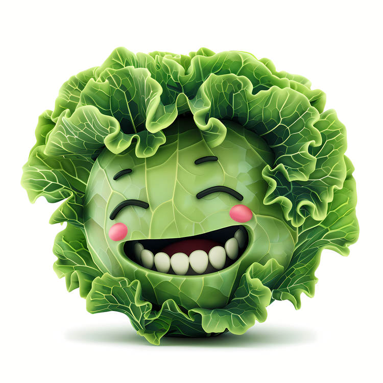 3d Cartoon Vegetable,Cabbage,Green Smile