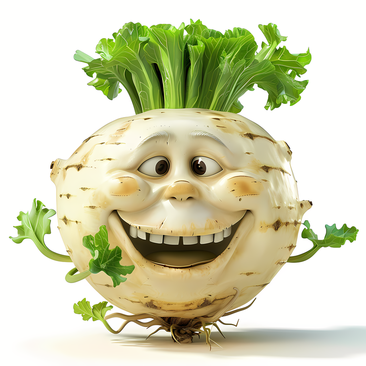 3d Cartoon Vegetable,Root,Smiling
